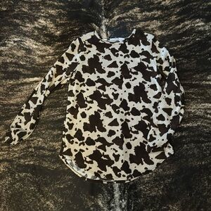 Cow print long sleeve french terry